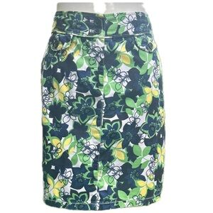 Ann Taylor Floral Green and Blue Pencil Skirt Size 10